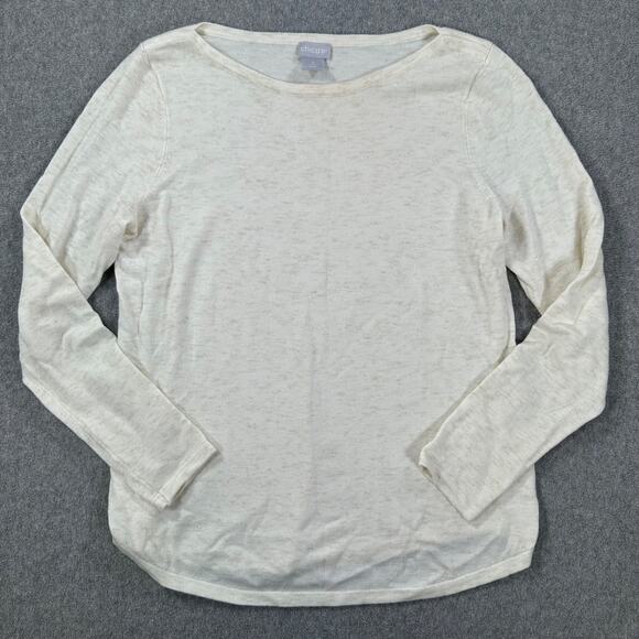 Chico's Shimmer Pullover Sweater Top Women's Small Ivory Knit Long Sleeve - Picture 1 of 8